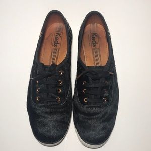 Keds Women's Black Champion Metallic Faux Pony